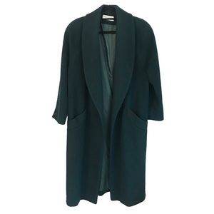 Vintage Made in USA Forecaster 100% Wool Long Forest Green Trench Winter Coat